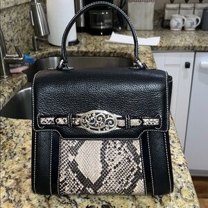 EUC Brighton Tommi leather with snakeskin print handbag